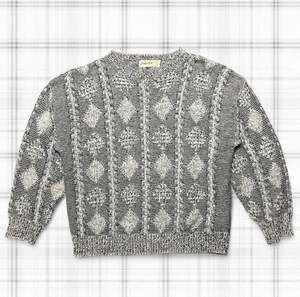 Vintage St. John's Bay Geometric Knit Cotton Blend Crewneck Sweater Made in USA